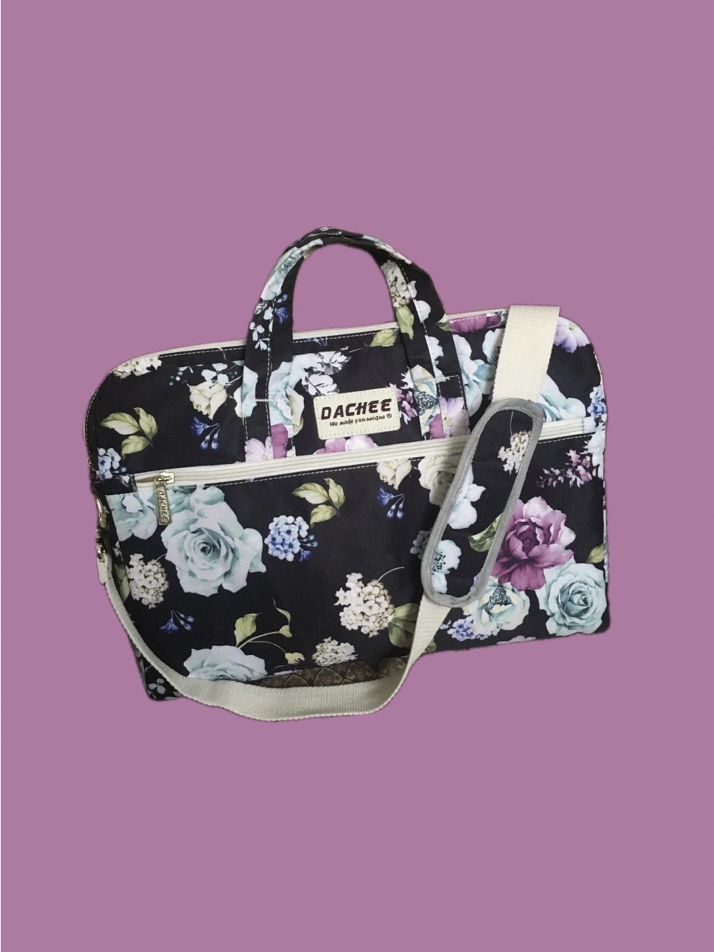 Dachee Floral Pattern 15 inch Waterproof Laptop Shoulder Messenger Bag NWOT